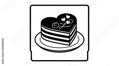 Heart Shaped Cake Icon - Romantic Dessert, Love Symbol, Sweet Treat