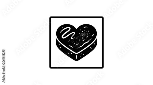 Heart Shaped Chocolate Cake Icon with Glaze and Sprinkles