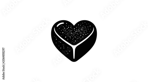 Heart Shaped Chocolate Candy with Sprinkles Isolated on White Background
