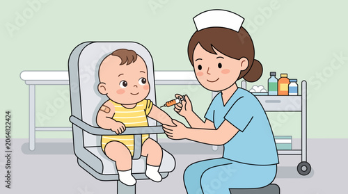 Nurse giving medicine to a baby.