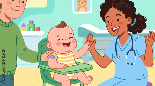 A baby and doctor high fiving.