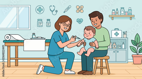 doctor giving a baby a vaccination.