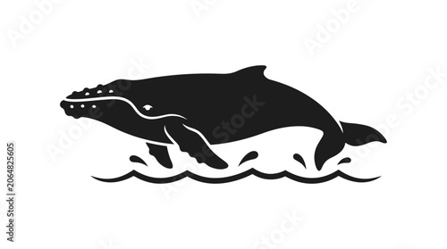 Humpback Whale Silhouette Jumping Out of Water