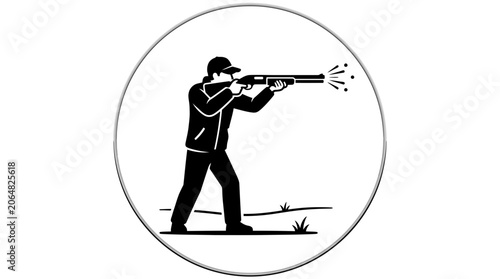 Hunter Shooting Shotgun Silhouette Icon