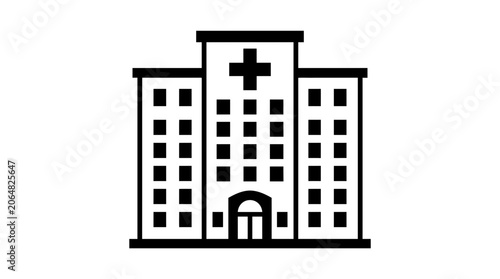 Hospital Building Icon Vector Graphic, Medical Center Facade Symbol