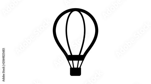 Hot Air Balloon Icon Vector Illustration - Simple Black and White Graphic