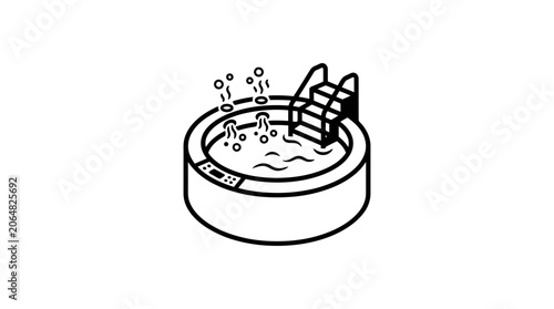 Hot Tub Icon - Bubbling Jacuzzi with Steps and Steam