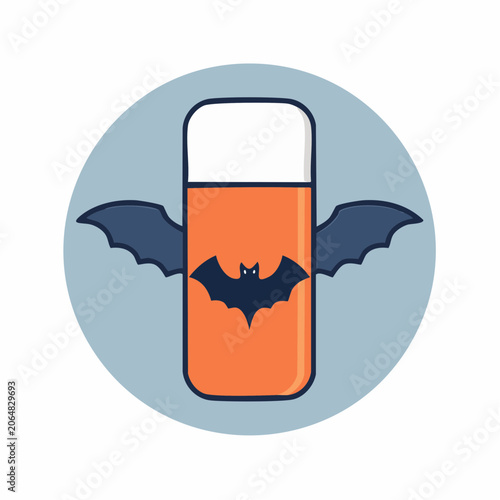 Halloween Bat and Orange Drink Icon