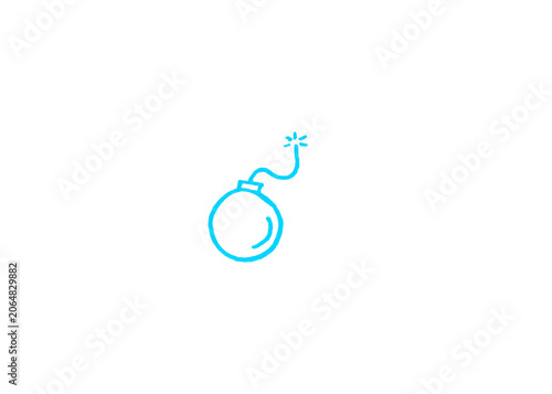 Tableau sur toile Hand drawn blue outline bomb illustration with explosion isolated background dan