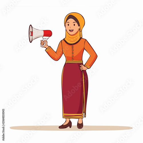 Woman in Hijab Holding a Megaphone