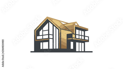 Modern house with large windows.