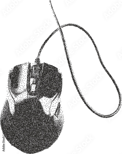 Mouse y2k retro stipple art pc brutalist halftone vector png transparent, click 2000s photocopy effect tattoo aesthetic
