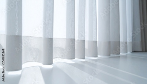 Soft White Vertical Blinds with Sunlight and Shadows