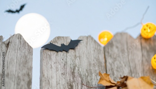 Spooky Halloween Night with Bats and Jack-o'-lanterns