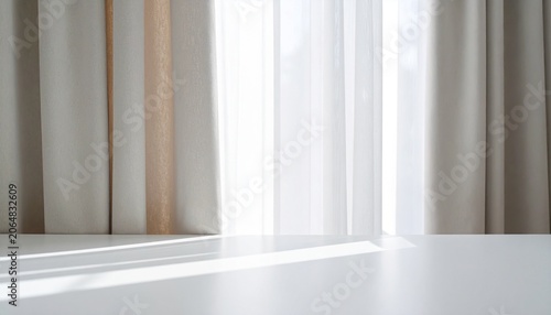 Sunlit White Table with Sheer Curtains