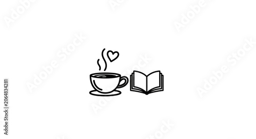Steaming Cup of Coffee and Book.