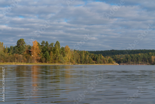 Ladoga Skerries National Park near the village of Lumivaara on a sunny autumn day, Republic of Karelia, Russia