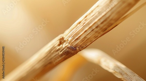 Dried grass stem node swollen joint close up