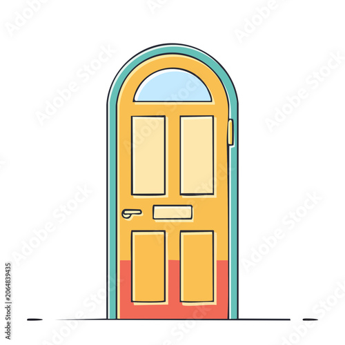 Colorful Arched Door Illustration