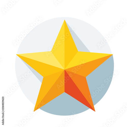Flat design star icon on light blue background