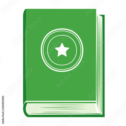 Green book with star symbol on cover