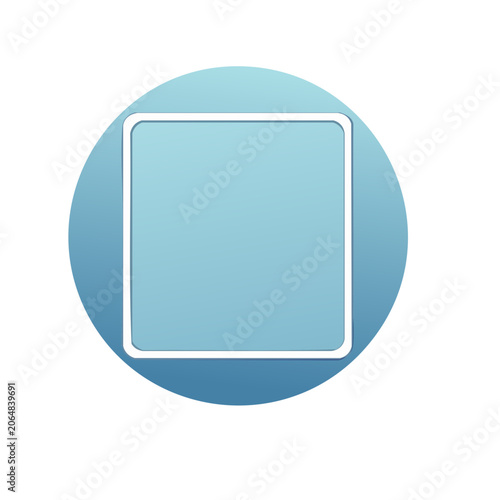 Light blue square button icon on transparent background