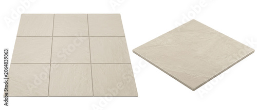 A Set of ceramic floor tiles with square grid pattern, neutral beige surface for modern bathrooms, kitchens, entryways and commercial interiors PNG

