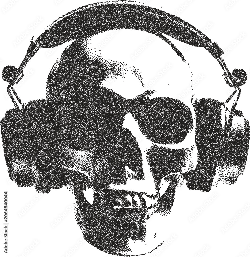 Obraz premium Skull y2k retro stipple art skeleton brutalist halftone vector png transparent, bone 2000s photocopy effect tattoo aesthetic