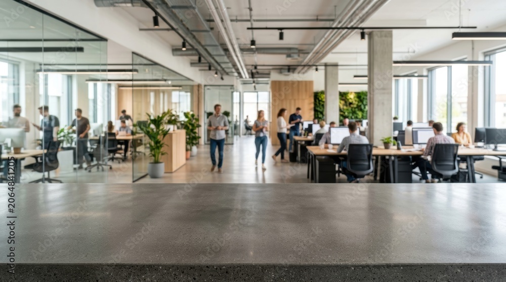 Fototapeta premium Modern Open Plan Office Space With Employees Working.