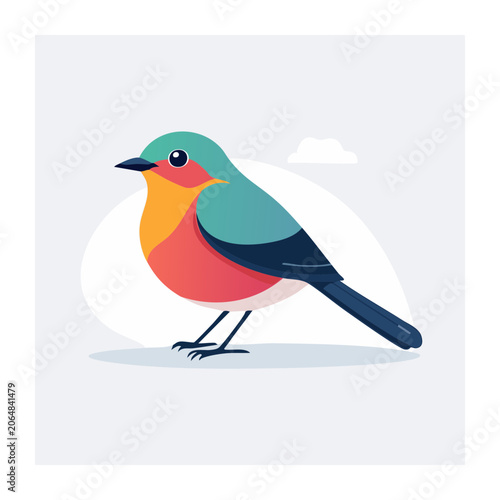 Flat design colorful bird illustration