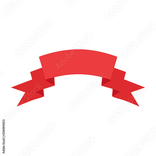 Red ribbon banner with transparent background