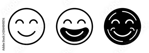 Cuadro en lienzo Happy Face Icons, Joyful Smile Symbols, Positive Emotion Vector Graphics