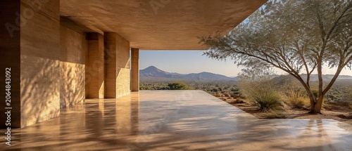 Luxury Desert Resort Terrace with Mountain View and Premium Lifestyle Atmosphere