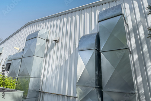 Fotografie Industrial Ventilation Ducts On Metal Building