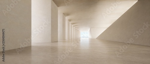 Minimalist Architectural Corridor with Infinite Perspective and Luxury Copy Space