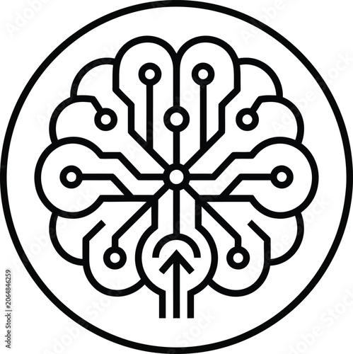 Modern brain circuit abstract icon design
