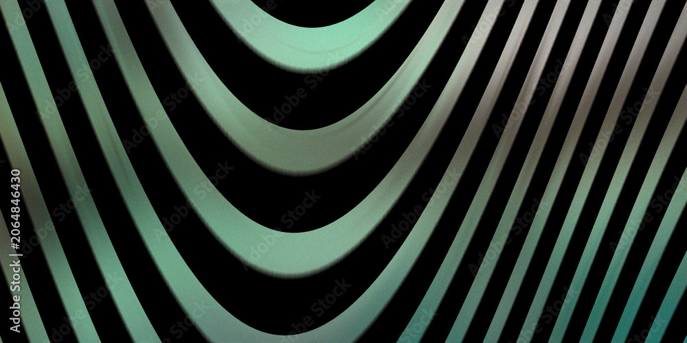 Naklejka premium Abstract curved stripes pattern in gradient green and gray tones