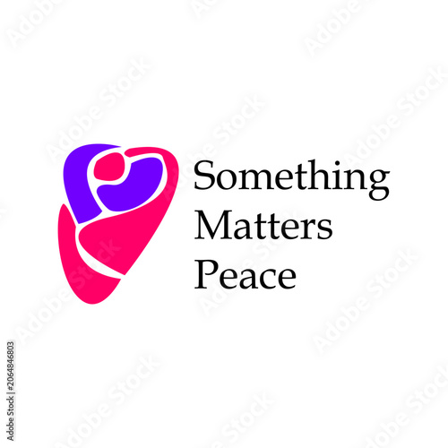 Abstract heart rose logo with something matters peace text