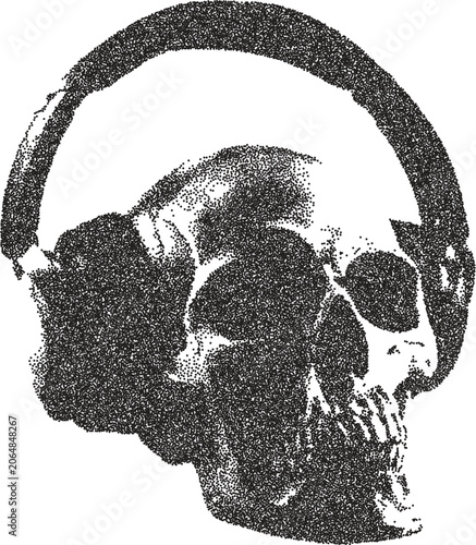 Skull y2k retro stipple art skeleton brutalist halftone vector png transparent, bone 2000s photocopy effect tattoo aesthetic