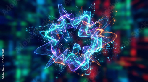 Vibrant futuristic energy explosion with glowing particles Generative AI
