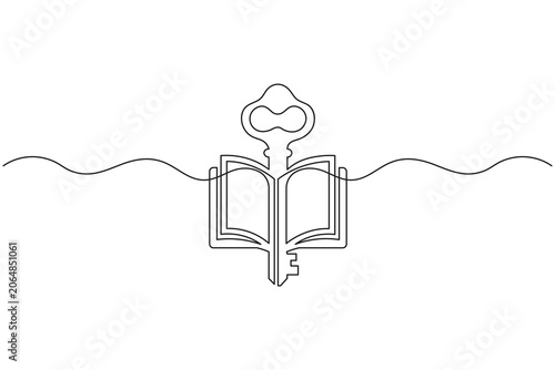 Canvastavla Key one line art minimalist outline vector illustration isolated on white backgr