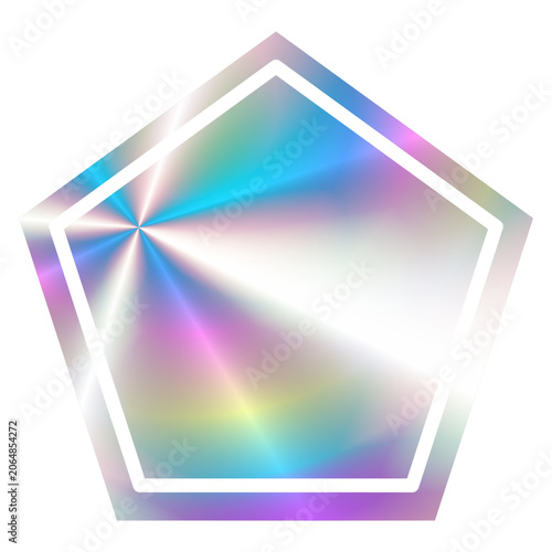 Obraz na płótnie Holographic pentagonal prism with white outline.