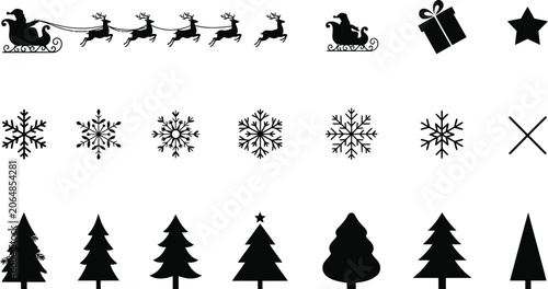 Foto Black silhouettes of birds and flowers  flock flying wings