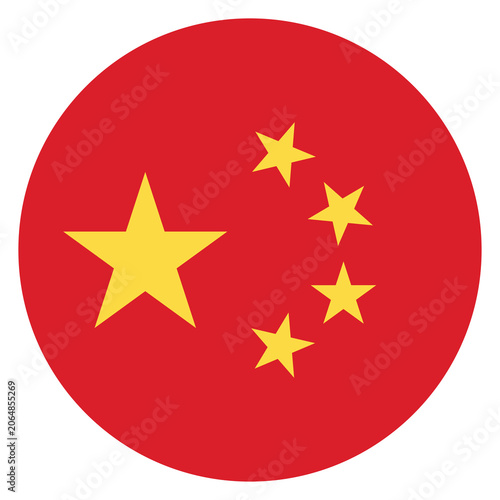 Foto Round icon of the national flag of china, featuring a large yellow star and four
