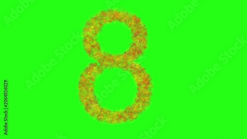 Golden Glitter Number 8 Animation on Green Screen Background