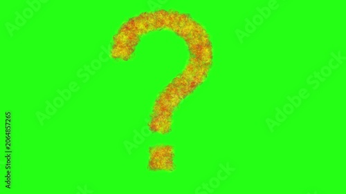 Question Mark Text Animation with Fire Effect on Green Screen Background for VFX Overlay