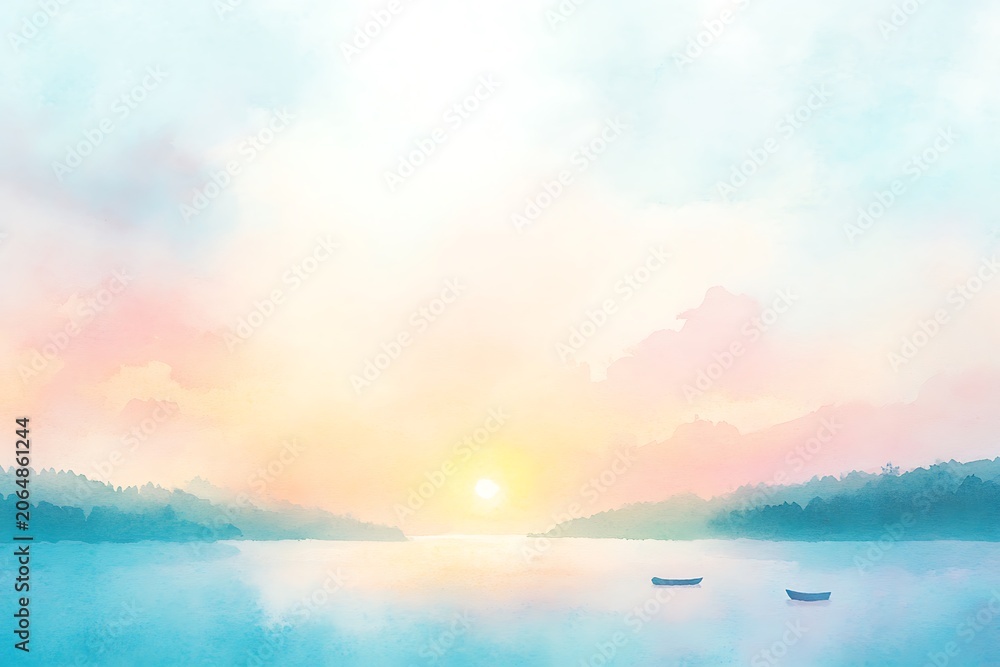 Fototapeta premium Serene sunrise over calm waters