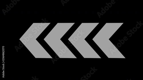 Animated Left Chevron Arrows Loop – Direction Indicator Motion Graphic on Black Background