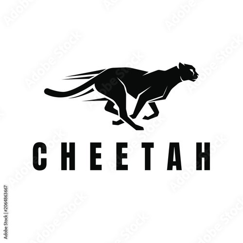 Cheetah Running Logo Design Concept Silhouette Style