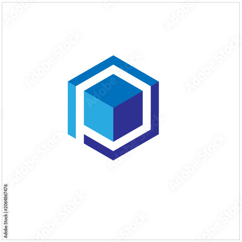 abstract blue cube design